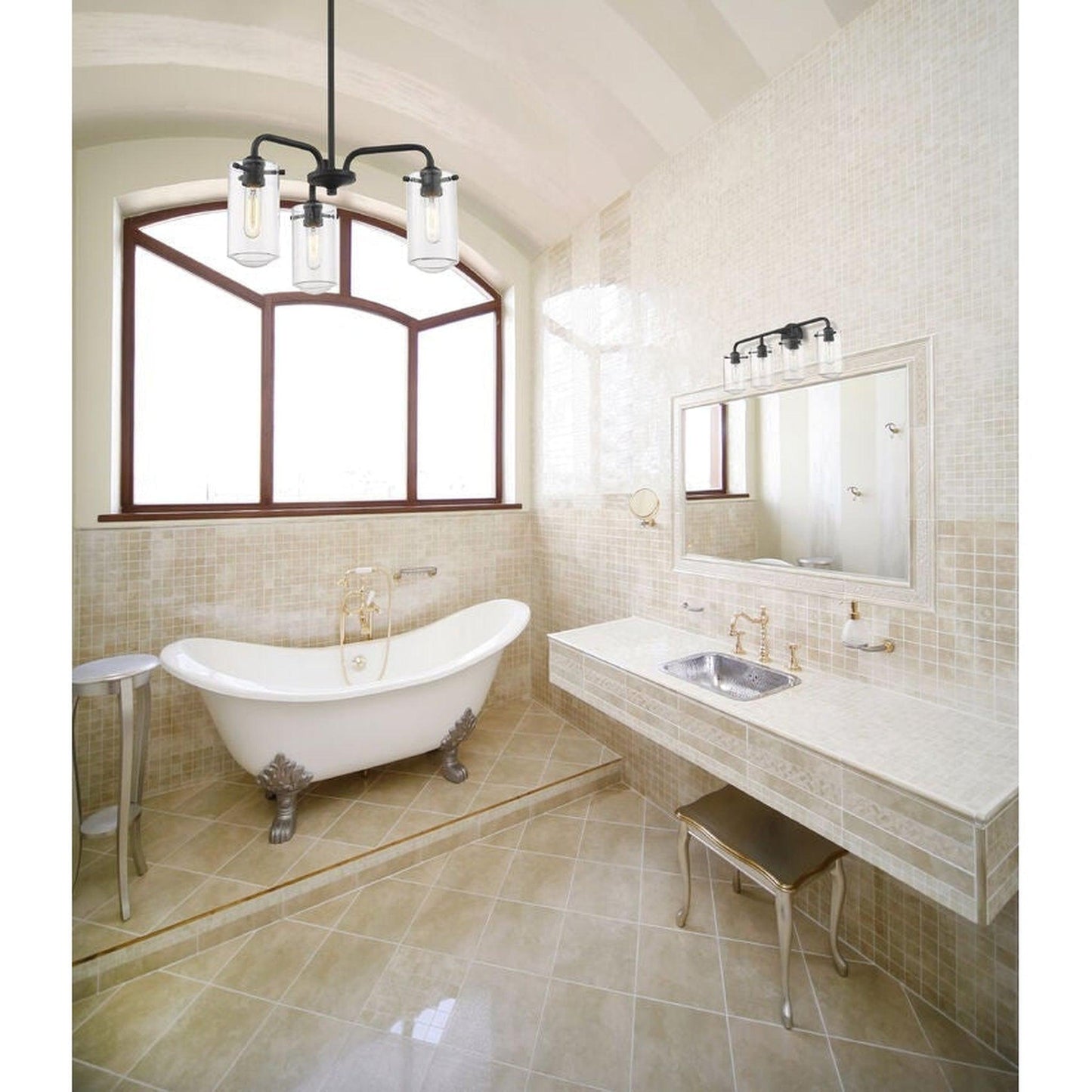 Z-Lite Delaney 30" 4-Light Matte Black Vanity Light With Clear Glass Shade