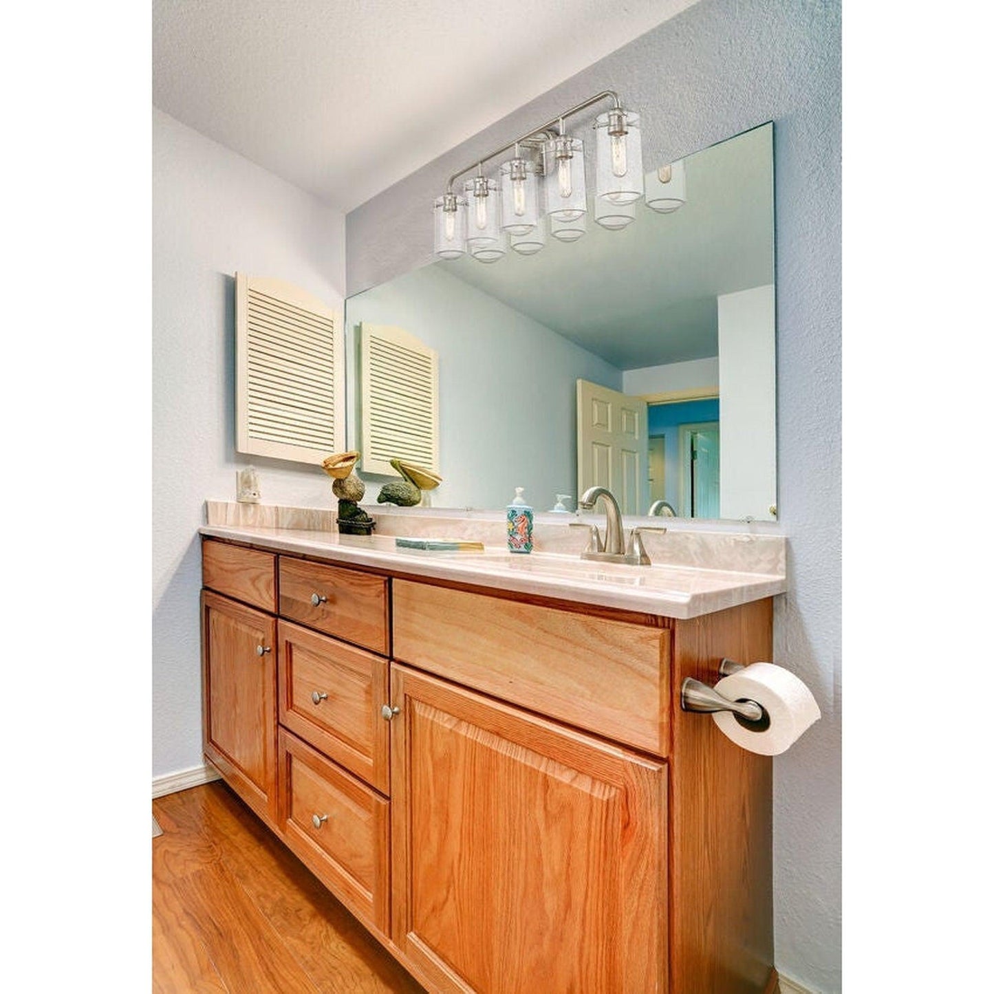 Z-Lite Delaney 38" 5-Light Brushed Nickel Vanity Light With Clear Glass Shade