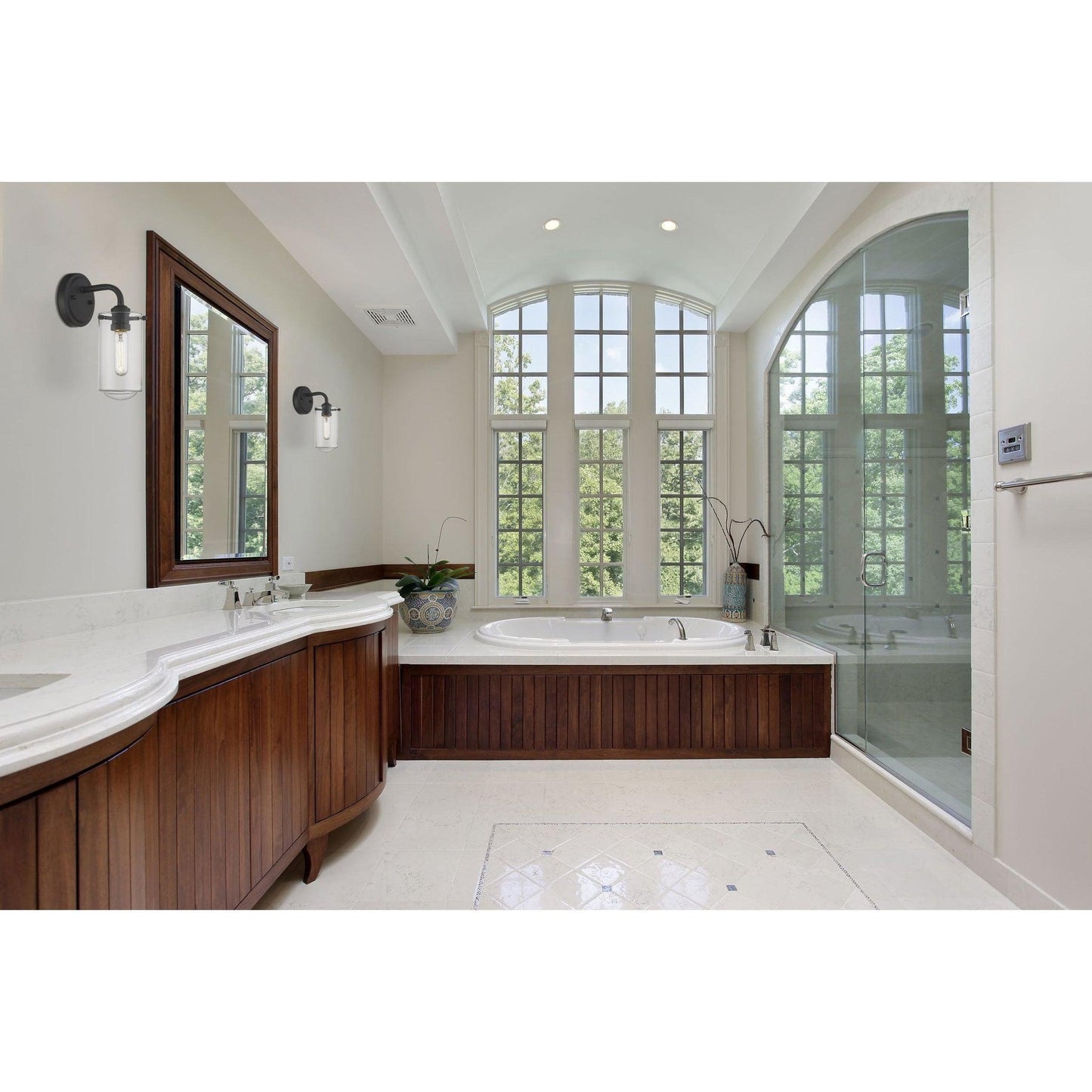 Z-Lite Delaney 5" 1-Light Matte Black Wall Sconce With Clear Glass Shade