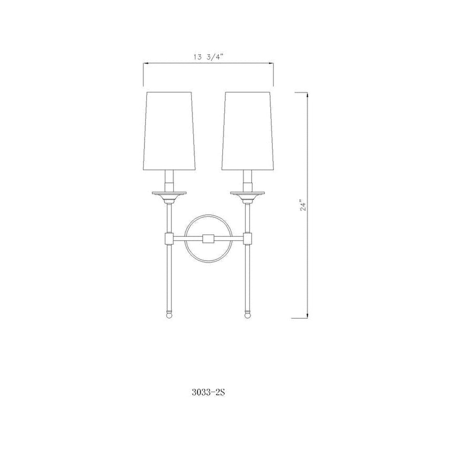 Z-Lite Emily 14" 2-Light Rubbed Brass Wall Sconce With Off-White Cloth Shade