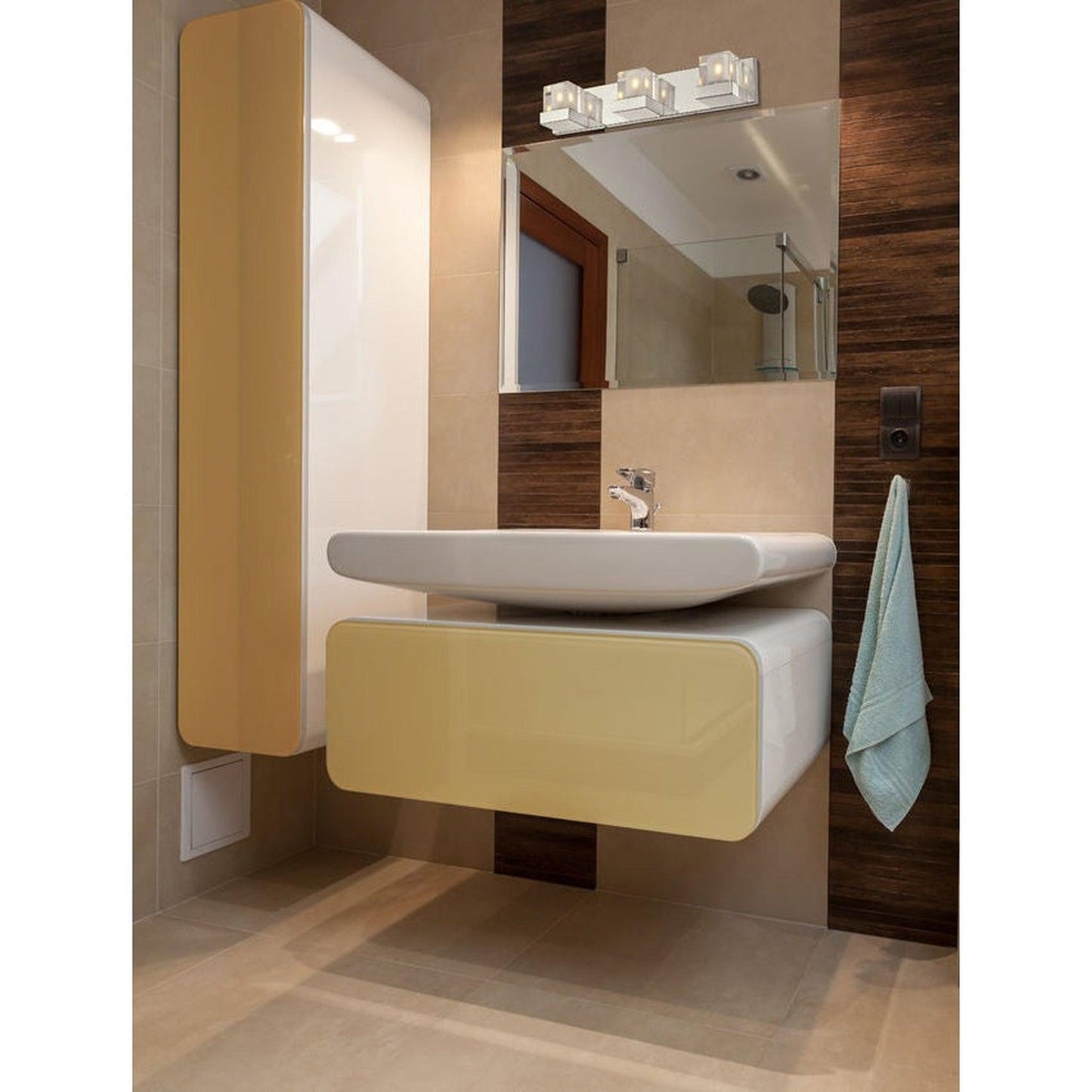 Z-Lite Fallon 22" 3-Light LED Clear Frosted Crystal Shade Vanity Light With Chrome Frame Finish