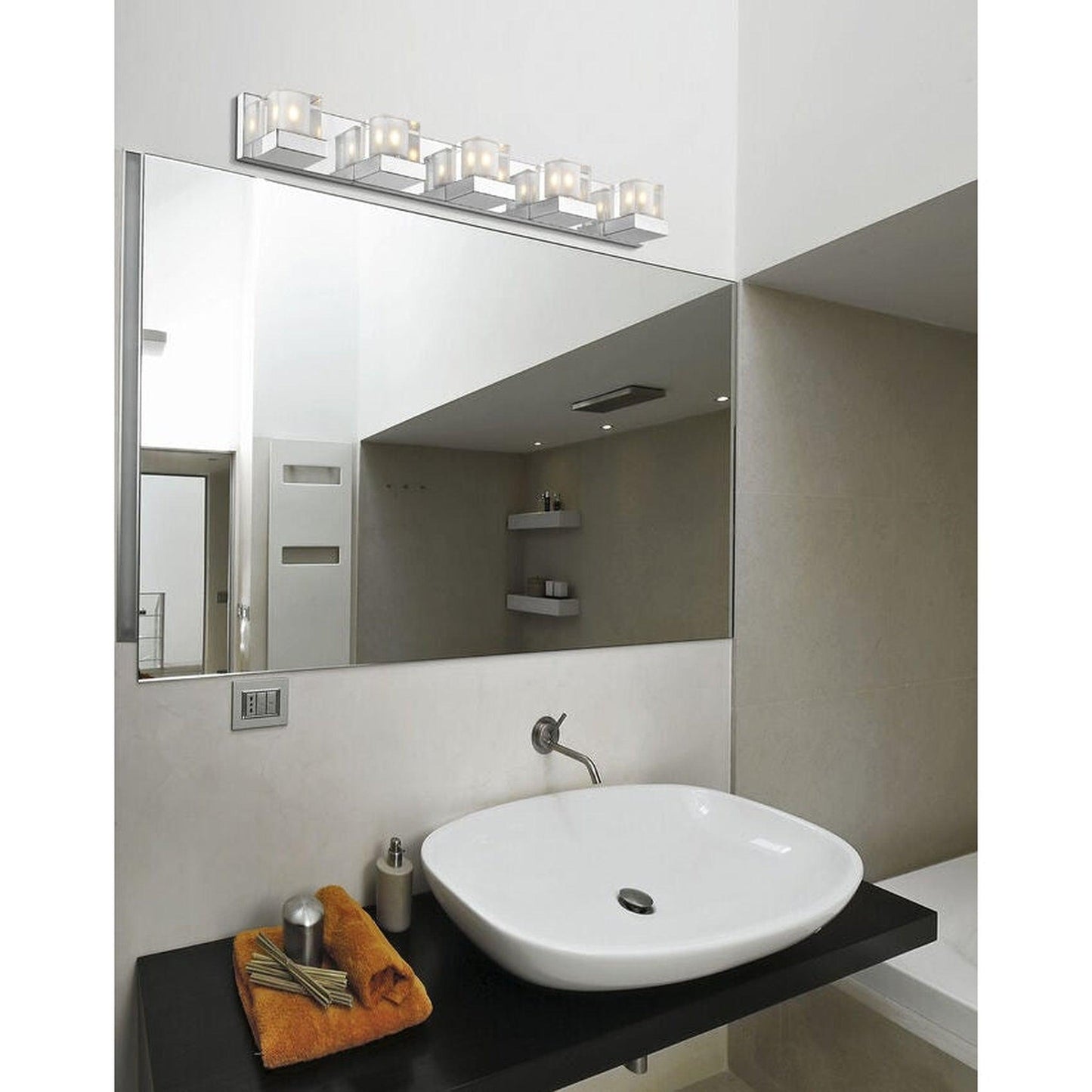 Z-Lite Fallon 34" 5-Light Chrome Vanity Light With Clear and Frosted Crystal Shade