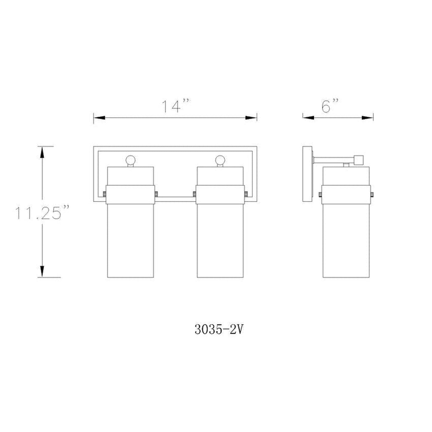 Z-Lite Fontaine 14" 2-Light Matte Black Vanity Light With Clear Glass Shade