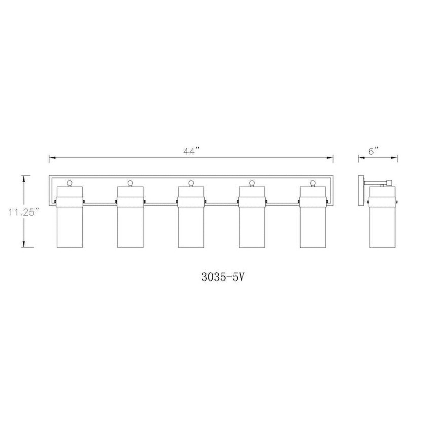 Z-Lite Fontaine 44" 5-Light Brushed Nickel Vanity Light With Clear Glass Shade