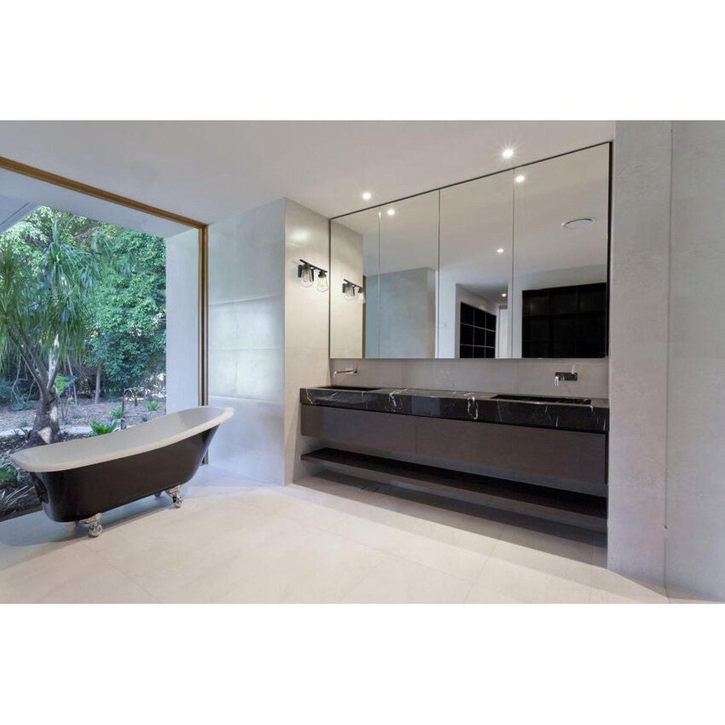 Z-Lite Gaspar 16" 2-Light Clear Seedy Glass Shade Vanity Light With Bronze Frame Finish