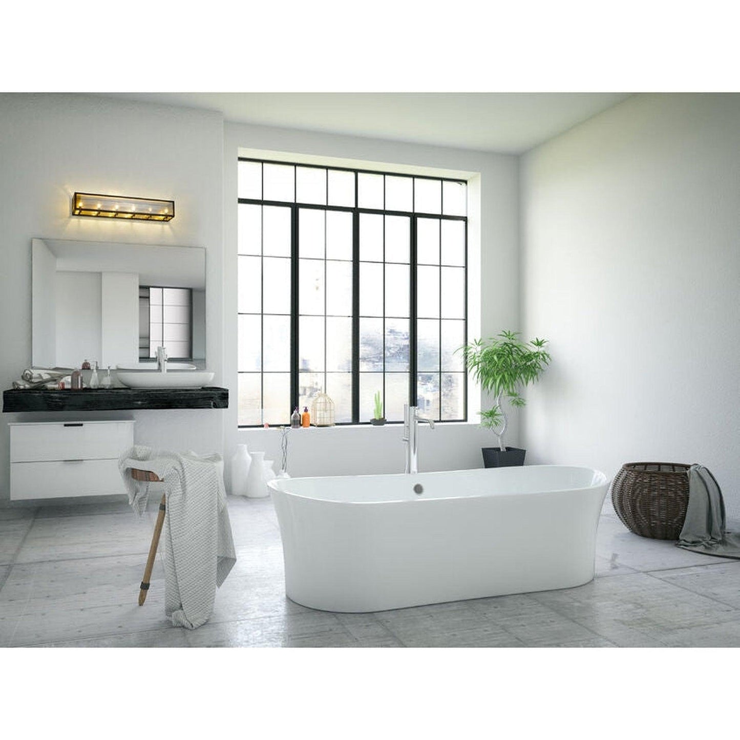 Z-Lite Infinity 36" 6-Light Misty Charcoal Vanity Light With Smoke Mirror Glass Shade