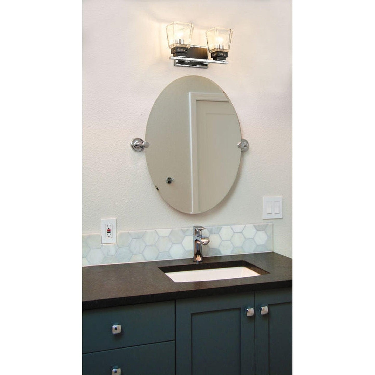 Z-Lite Jackson 14" 2-Light Chrome and Matte Black Vanity Light With Clear Glass Shade