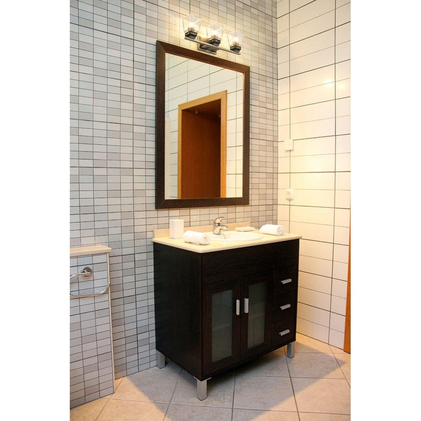 Z-Lite Jackson 24" 3-Light Brushed Nickel and Matte Black Vanity Light With Clear Glass Shade