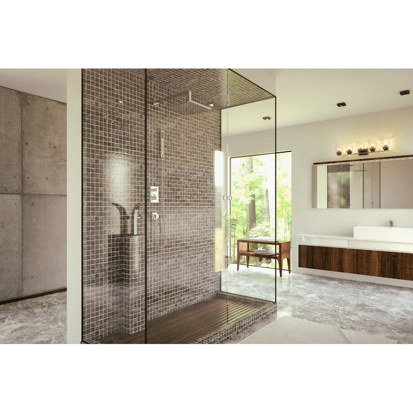 Z-Lite Jackson 42" 5-Light Brushed Nickel and Matte Black Vanity Light With Clear Glass Shade