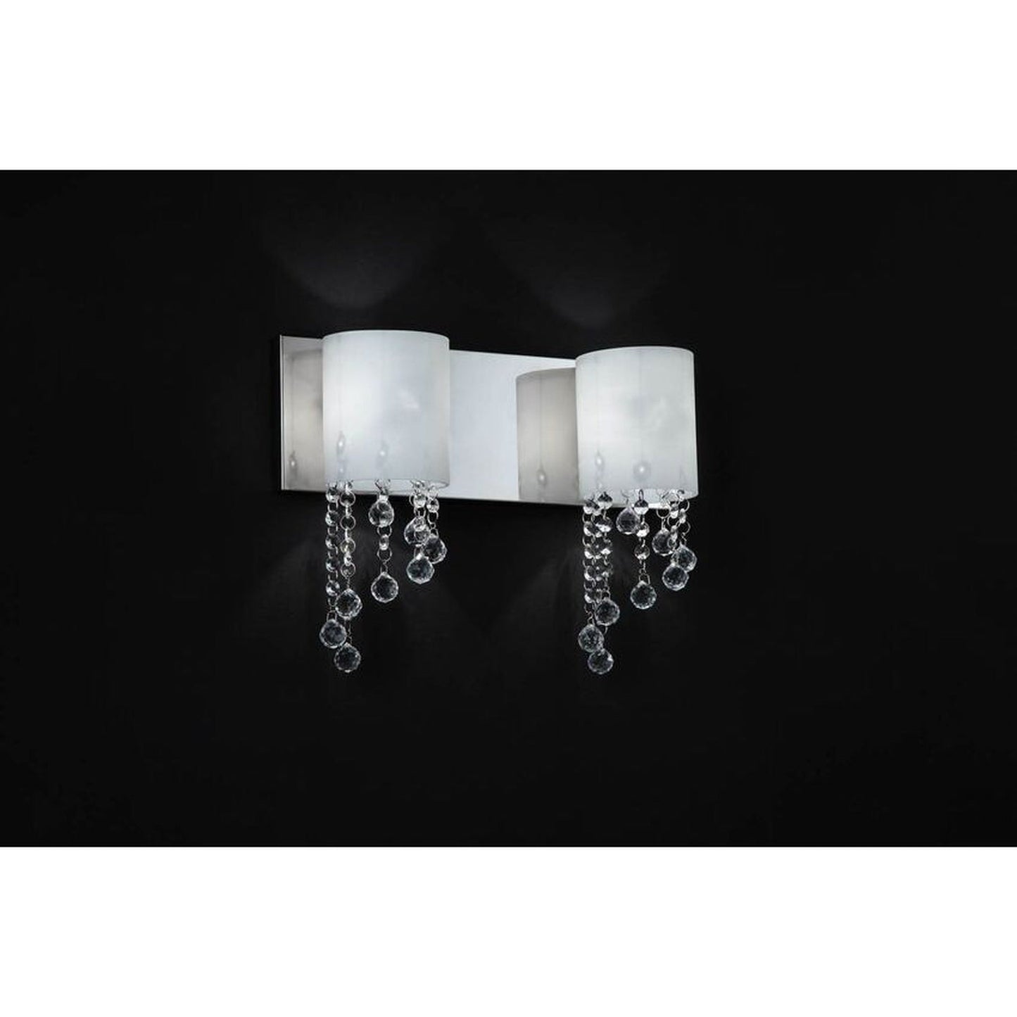 Z-Lite Jewel 15" 2-Light Chrome Vanity Light With Matte Opal Glass Shade