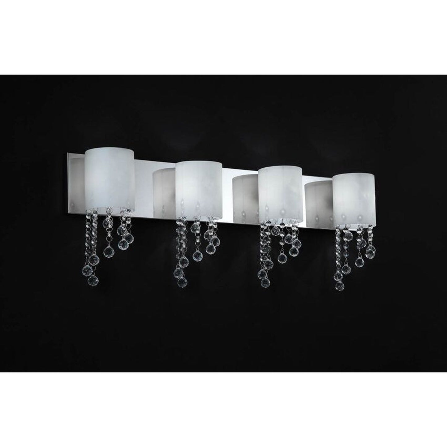 Z-Lite Jewel 31" 4-Light Chrome Vanity Light With Matte Opal Glass Shade
