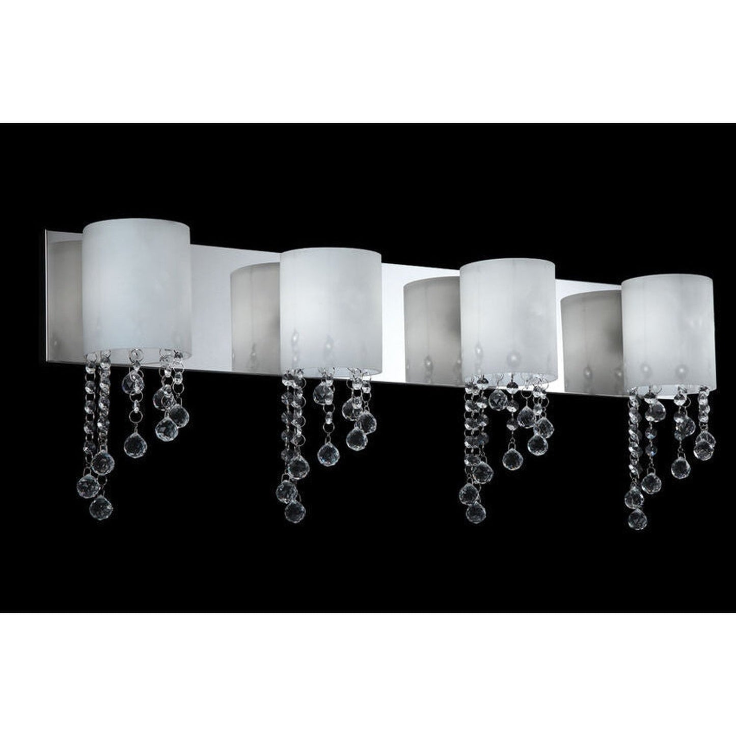 Z-Lite Jewel 31" 4-Light LED Chrome Vanity Light With Matte Opal Glass Shade