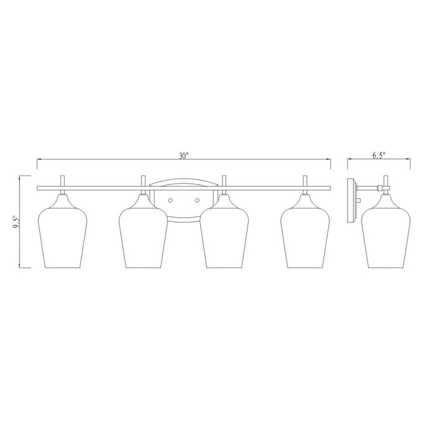 Z-Lite Joliet 30" 4-Light Matte Black Vanity Light With Clear Glass Shade