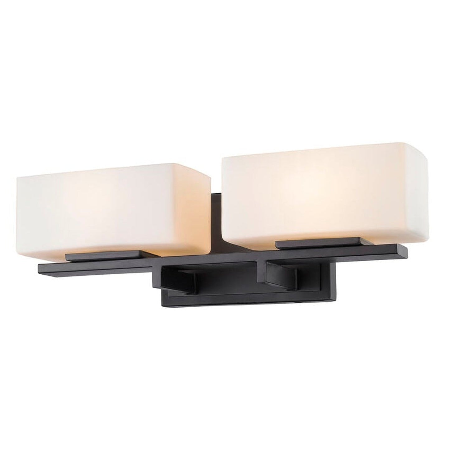 Z-Lite Kaleb 16" 2-Light LED Bronze Vanity Lights With Matte Opal Glass Shade