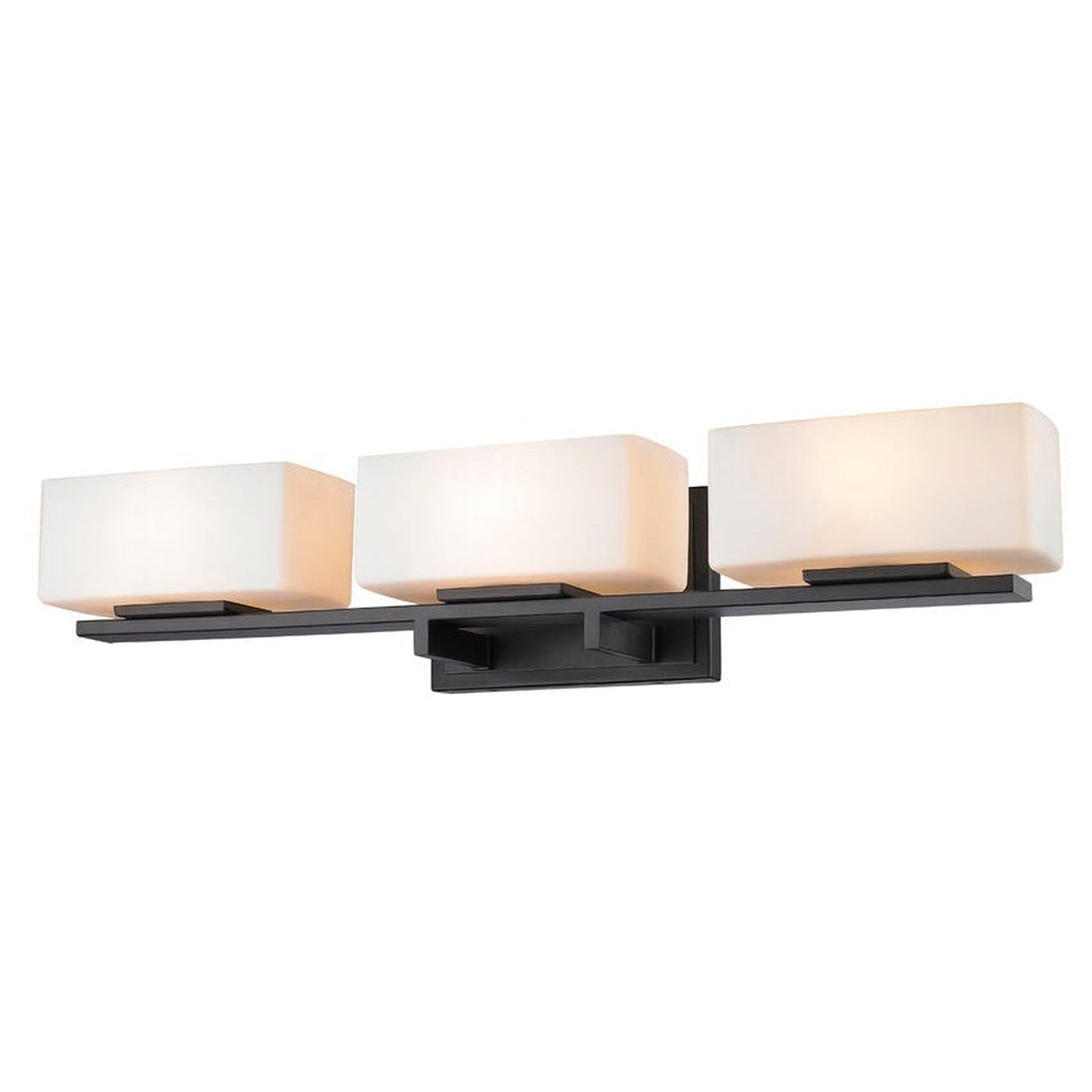 Z-Lite Kaleb 25" 3-Light Bronze Vanity Lights With Matte Opal Glass Shade