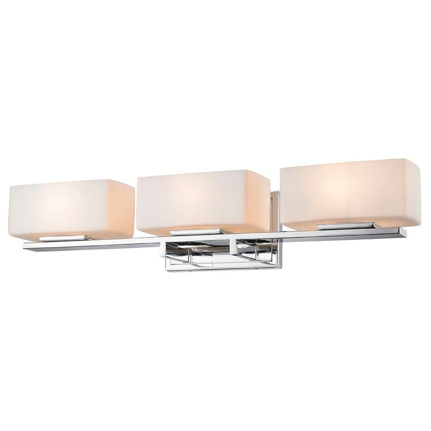 Z-Lite Kaleb 25" 3-Light Chrome Vanity Lights With Matte Opal Glass Shade