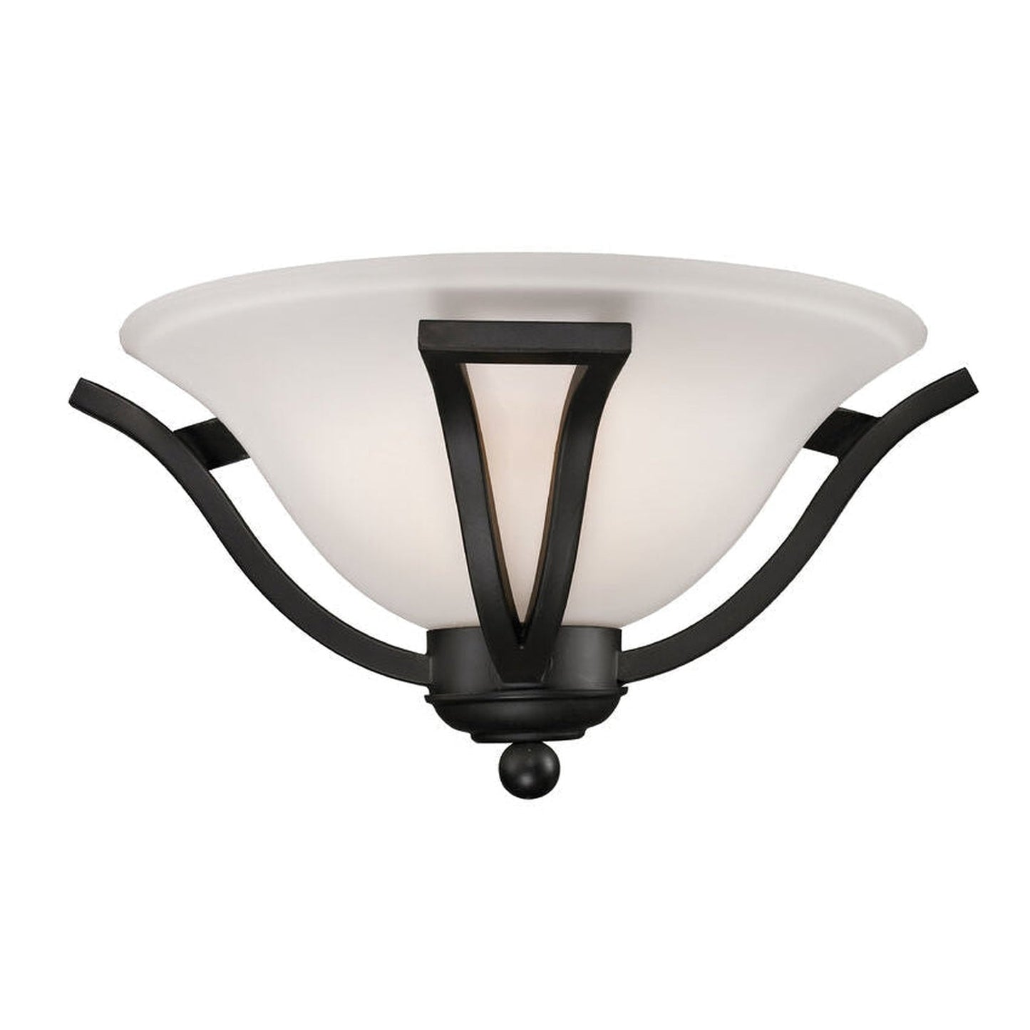 Z-Lite Lagoon 15" 1-Light Matte Black Wall Sconce With Matte Opal Glass Shade