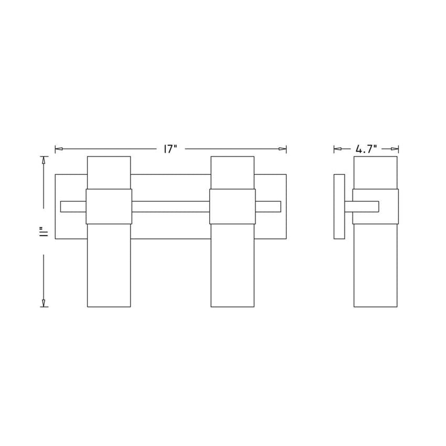 Z-Lite Lawson 17" 2-Light Matte Black Vanity Light With Clear Glass Shade