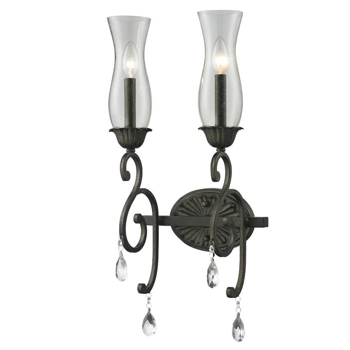 Z-Lite Melina 9" 2-Light Golden Bronze Wall Sconce With Cognac Seedy Glass Shade