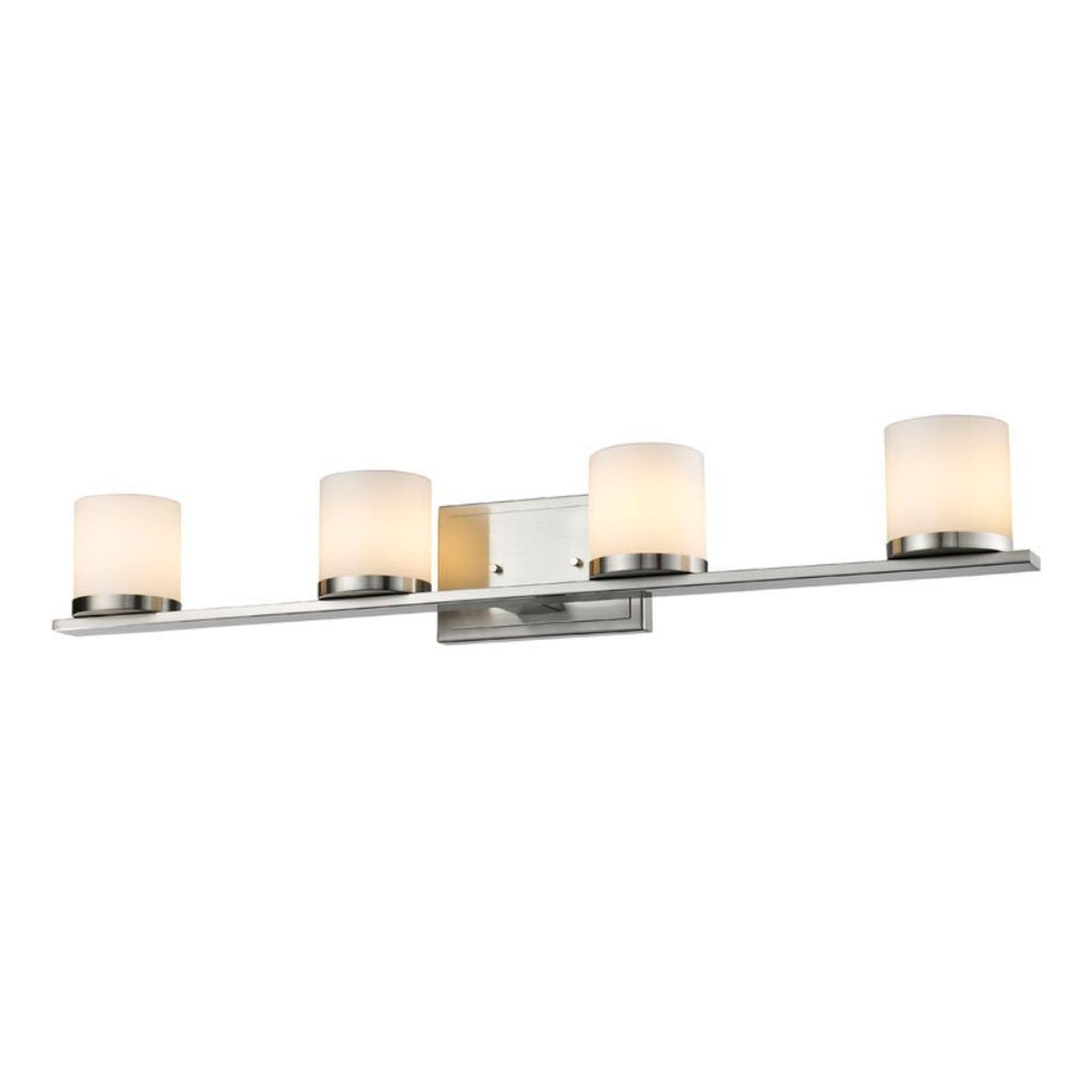 Z-Lite Nori 32" 4-Light Brushed Nickel Vanity Light With Matte Opal Glass Shade