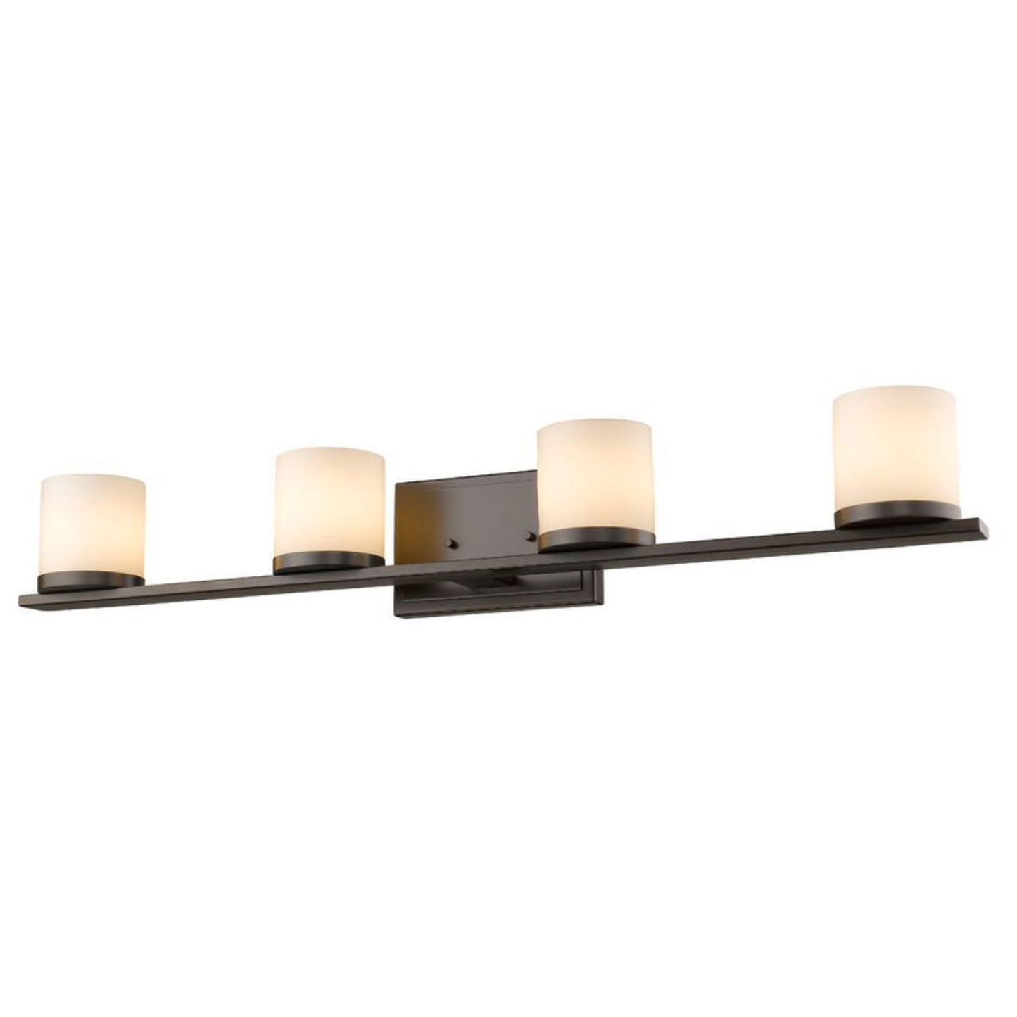 Z-Lite Nori 32" 4-Light LED Bronze Vanity Light With Matte Opal Glass Shade