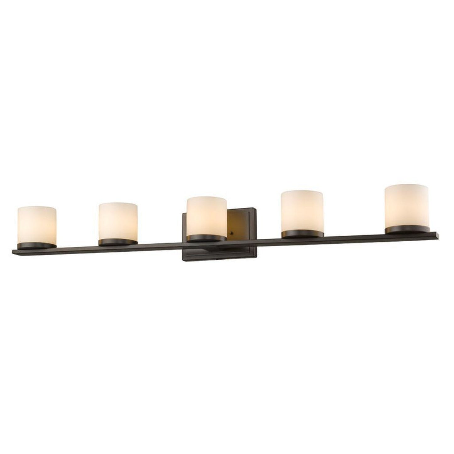 Z-Lite Nori 40" 5-Light Bronze Vanity Light With Matte Opal Glass Shade