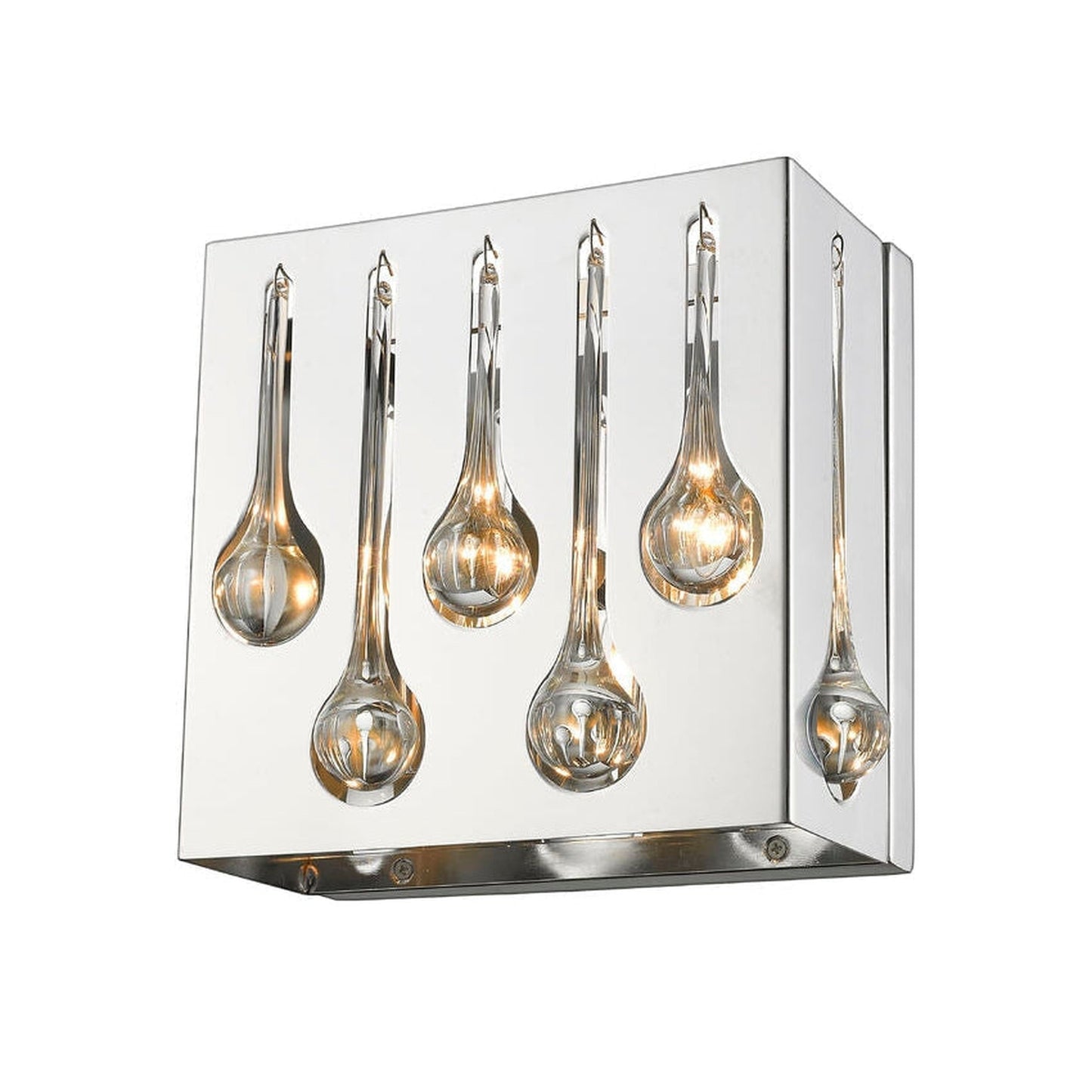 Z-Lite Oberon 9" 2-Light Chrome Wall Sconce With Steel and Crystal Shade