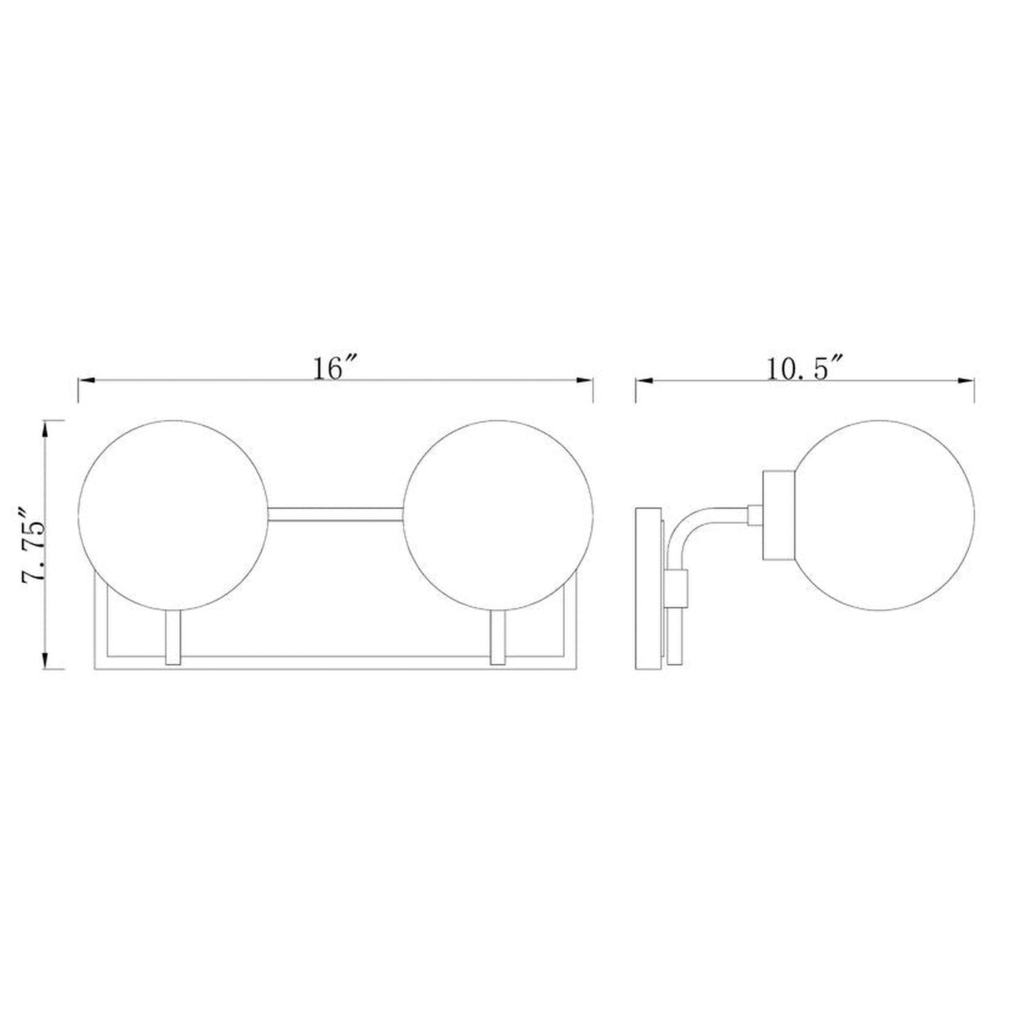 Z-Lite Parsons 16" 2-Light Matte Black and Olde Brass Vanity Light With Opal Glass Shade