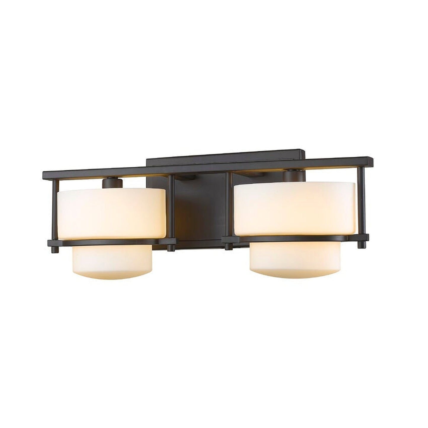 Z-Lite Porter 16" 2-Light LED Bronze Vanity Light With Matte Opal Glass Shade