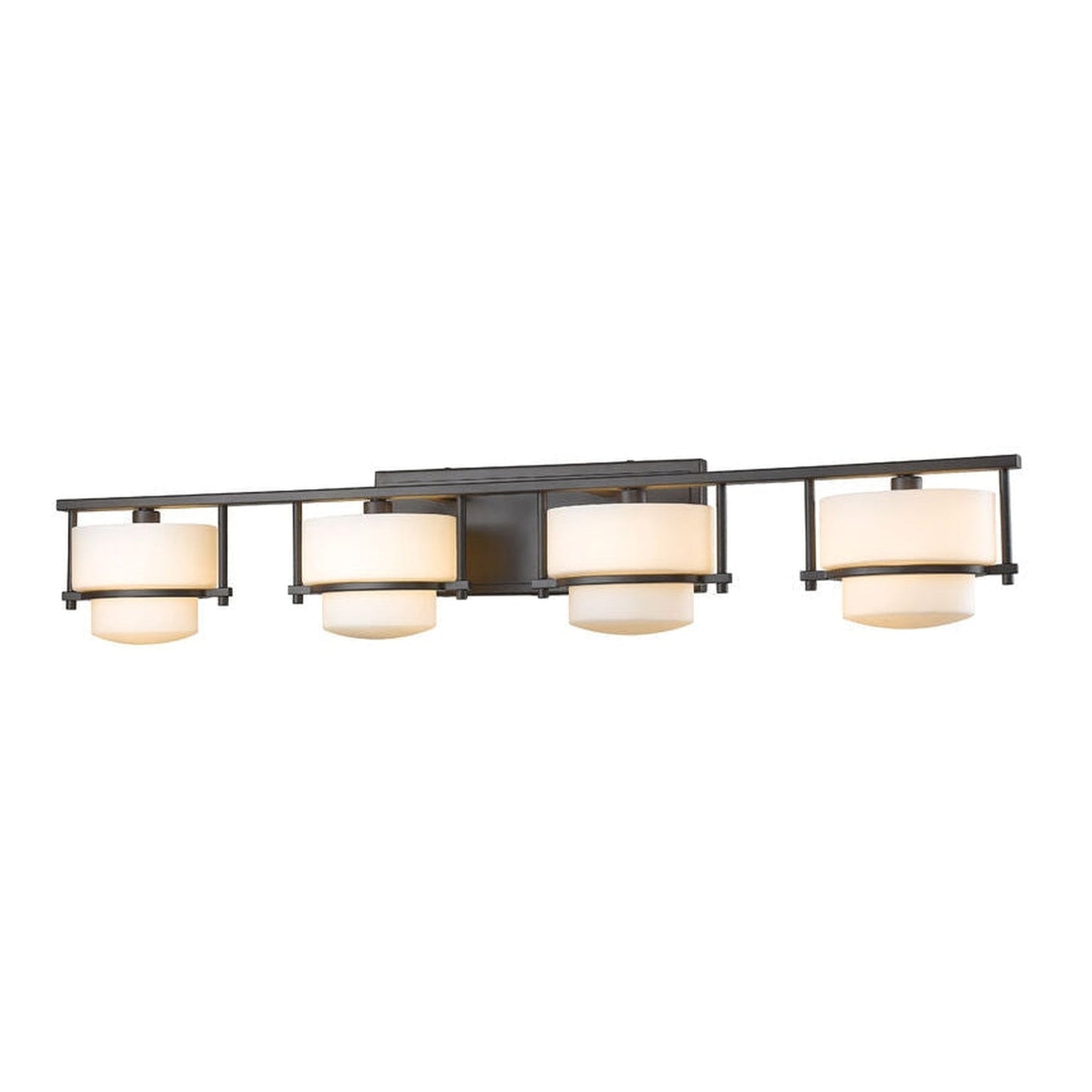 Z-Lite Porter 34" 4-Light Bronze Vanity Light With Matte Opal Glass Shade