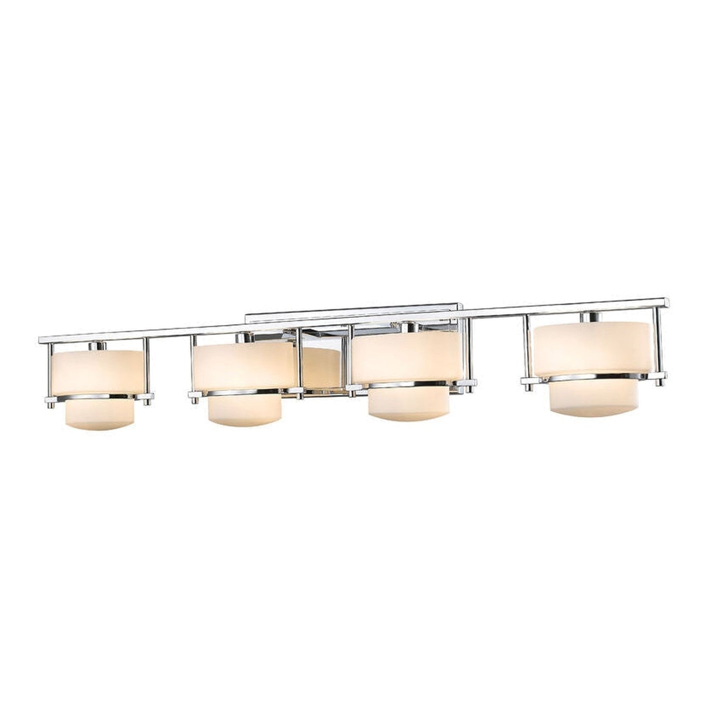Z-Lite Porter 34" 4-Light Chrome Vanity Light With Matte Opal Glass Shade