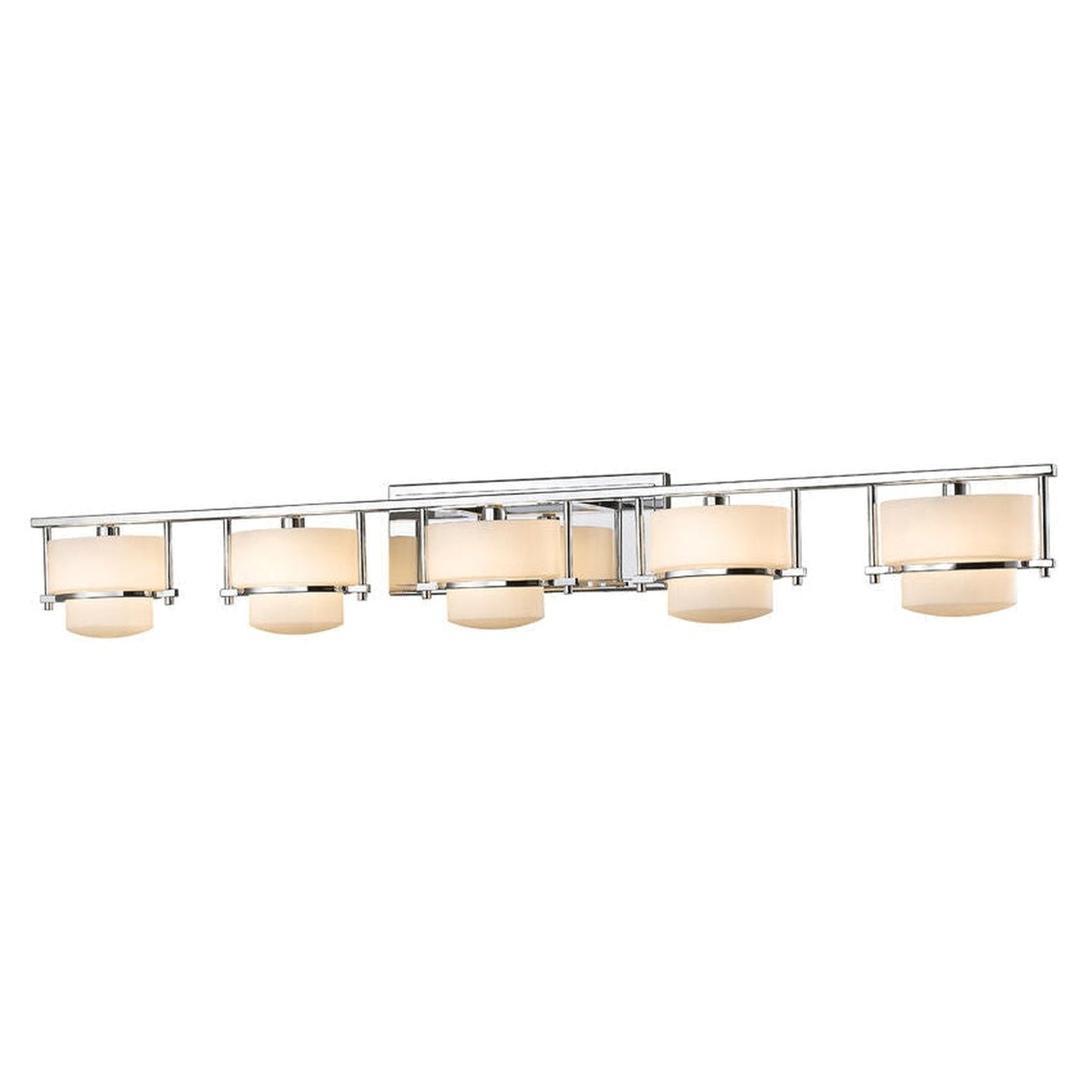 Z-Lite Porter 43" 5-Light Chrome Vanity Light With Matte Opal Glass Shade