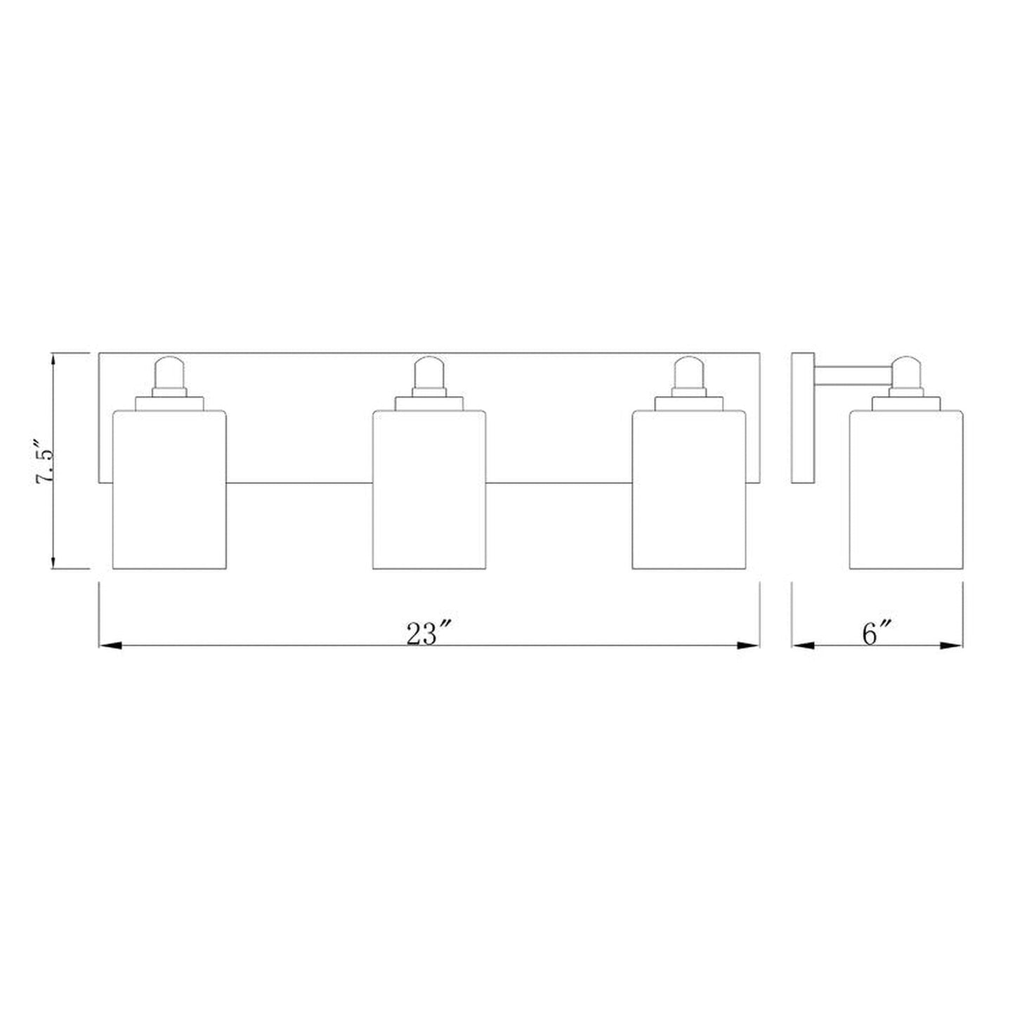 Z-Lite Soledad 23" 3-Light Matte Black Vanity Light With White Glass Shade