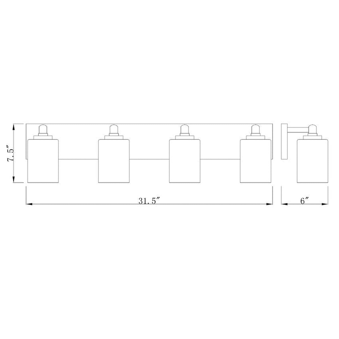 Z-Lite Soledad 31" 4-Light Matte Black Vanity Light With White Glass Shade