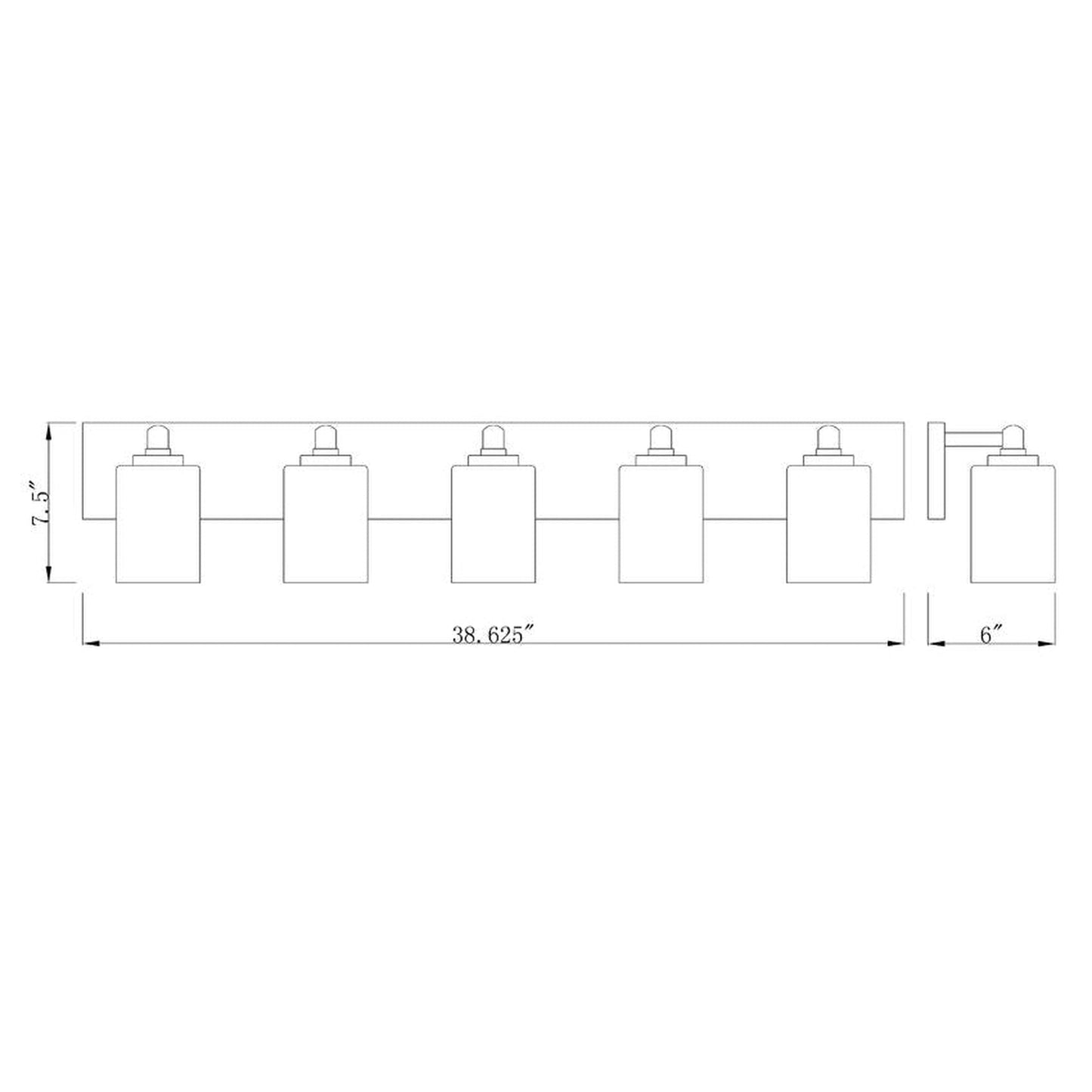 Z-Lite Soledad 39" 5-Light Chrome Vanity Light With White Glass Shade