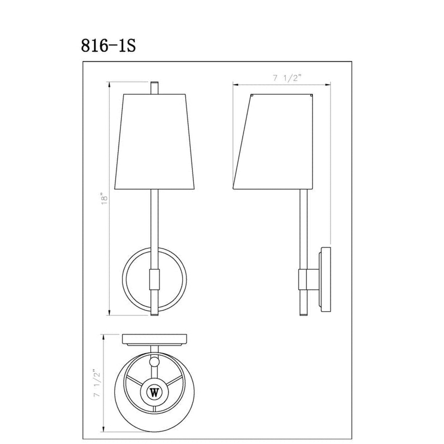 Z-Lite Winward 6" 1-Light Rubbed Brass Wall Sconce With White Fabric Shade