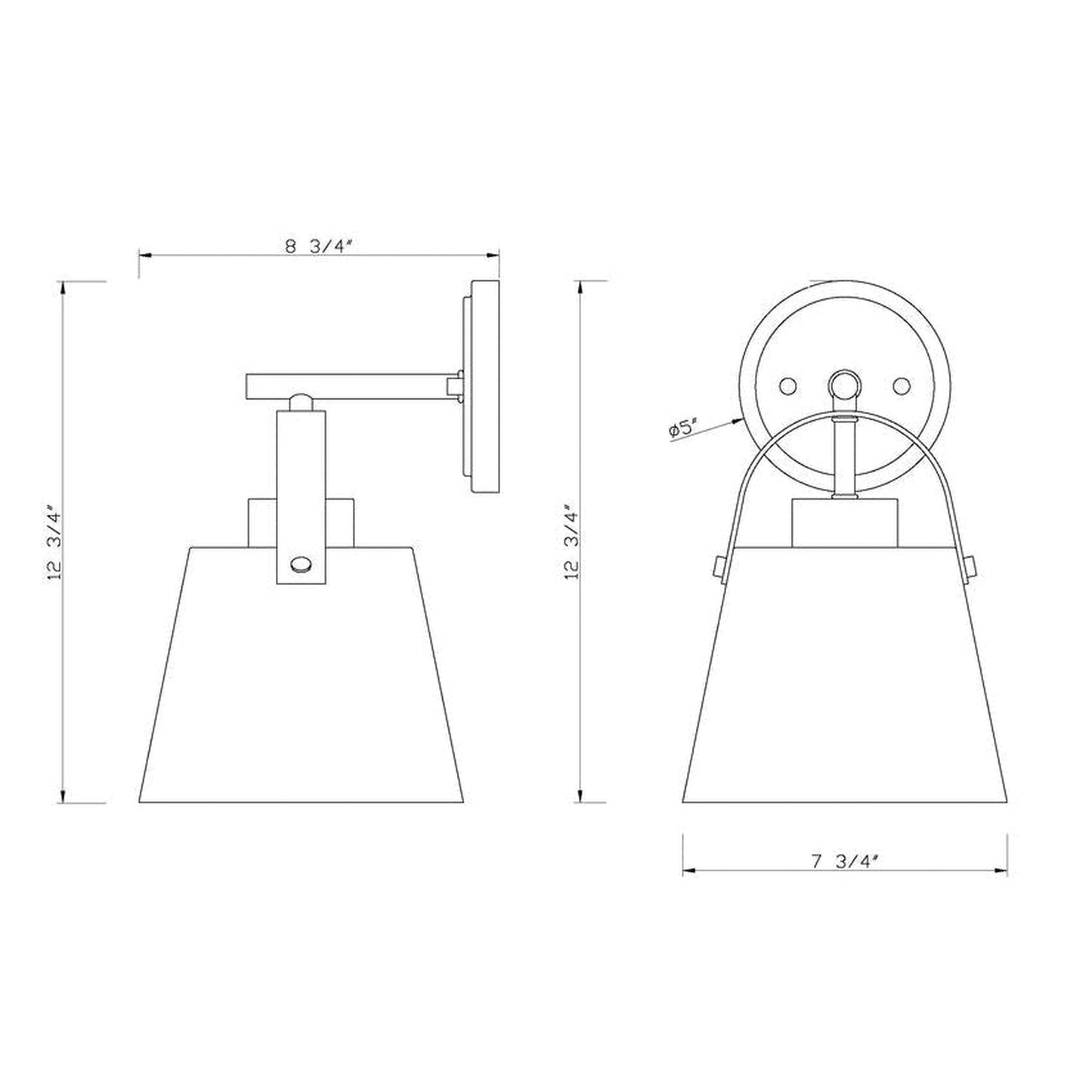 Z-Lite Z-Studio 8" 1-Light Matte Black and Heritage Brass Wall Sconce With Matte Black Steel Shade
