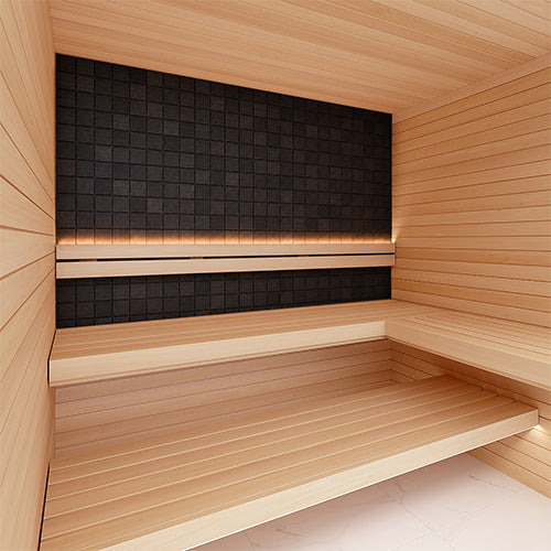 PROSAUNAS Aspen Cubist Midnight Black 1x4 10' Black-Wax Finished Decorative Sauna Wall Material Panel