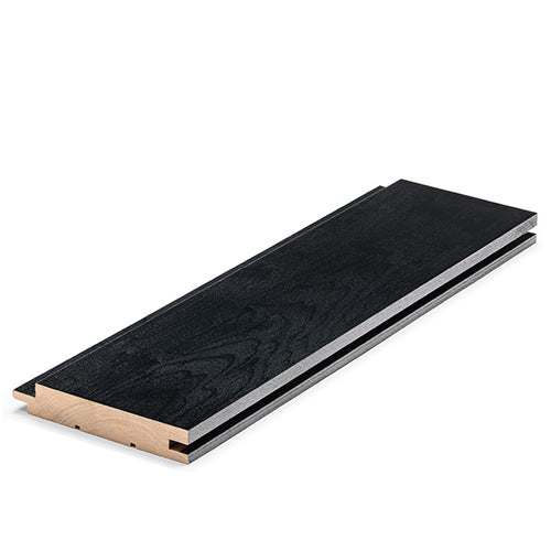 PROSAUNAS Aspen Midnight Black 1x4 6' Black-Wax Finished Tongue & Groove Nickel-Gap STS4 Sauna Wall Material