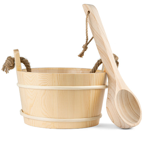 PROSAUNAS 4L Pine Wood Bucket & Ladle