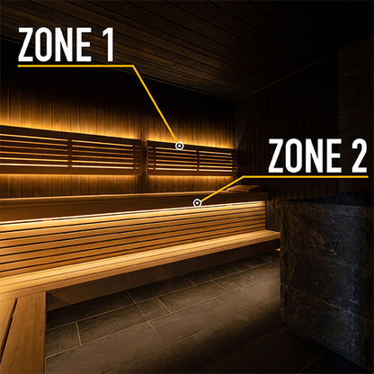 PROSAUNAS Dual-Zone 2 x 16' Linear White Dimmable LED Neon Sauna Light Kit