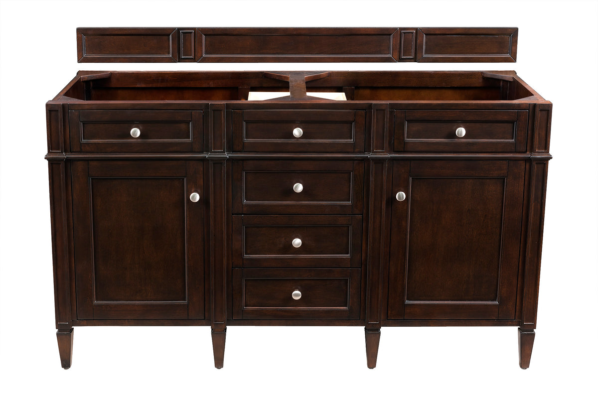 James Martin Vanities Brittany 60" Burnished Mahogany Double Vanity With 3 CM Tajnar Eclos Top