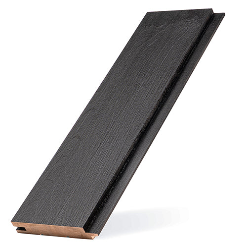 PROSAUNAS Aspen Brushed Midnight Black 1x4 10' Black-Wax Finished Tongue & Groove Nickel-Gap STS4 Sauna Wall Material