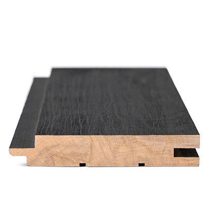 PROSAUNAS Aspen Brushed Midnight Black 1x4 5' Black-Wax Finished Tongue & Groove Nickel-Gap STS4 Sauna Wall Material