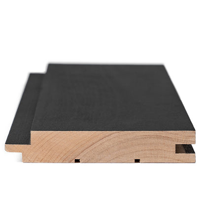 PROSAUNAS Aspen Midnight Black 1x4 10' Black-Wax Finished Tongue & Groove Nickel-Gap STS4 Sauna Wall Material