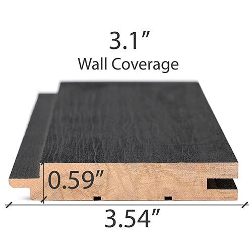 PROSAUNAS Aspen Brushed Midnight Black 1x4 1' Black-Wax Finished Tongue & Groove Nickel-Gap STS4 Sauna Wall Material