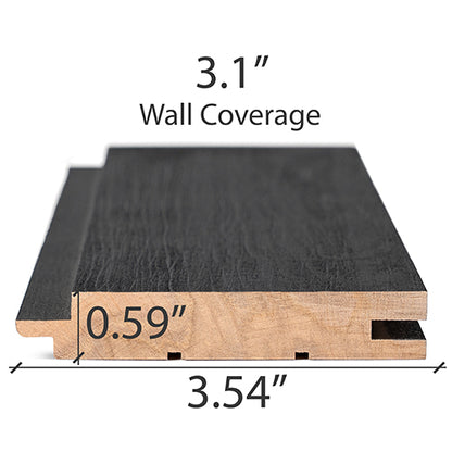 PROSAUNAS Aspen Brushed Midnight Black 1x4 1' Black-Wax Finished Tongue & Groove Nickel-Gap STS4 Sauna Wall Material