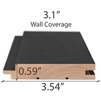 PROSAUNAS Aspen Midnight Black 1x4 6' Black-Wax Finished Tongue & Groove Nickel-Gap STS4 Sauna Wall Material