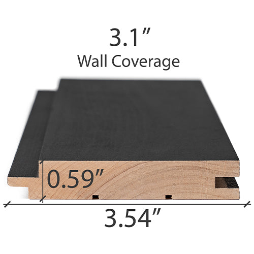 PROSAUNAS Aspen Midnight Black 1x4 3' Black-Wax Finished Tongue & Groove Nickel-Gap STS4 Sauna Wall Material
