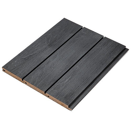 PROSAUNAS Aspen Brushed Midnight Black 1x4 5' Black-Wax Finished Tongue & Groove Nickel-Gap STS4 Sauna Wall Material